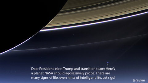 The Cassini spacecraft captured an image of <a href="https://saturn.jpl.nasa.gov/news/2499/nasa-releases-images-of-earth-taken-by-distant-spacecraft/">Earth from beyond Saturn </a>in 2013. Download <a href="https://static01.nyt.com/images/2016/11/23/blogs/dotearthsaturn/dotearthsaturn-jumbo.jpg">a large version here</a>.