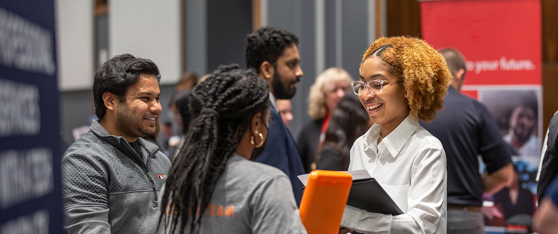 Students and company recruiters interact during the Supply Chain Career Fair.