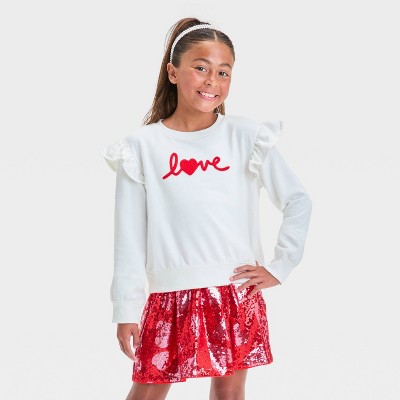 Girls' French Terry Valentine's Day Pullover Sweatshirt - Cat & Jack™