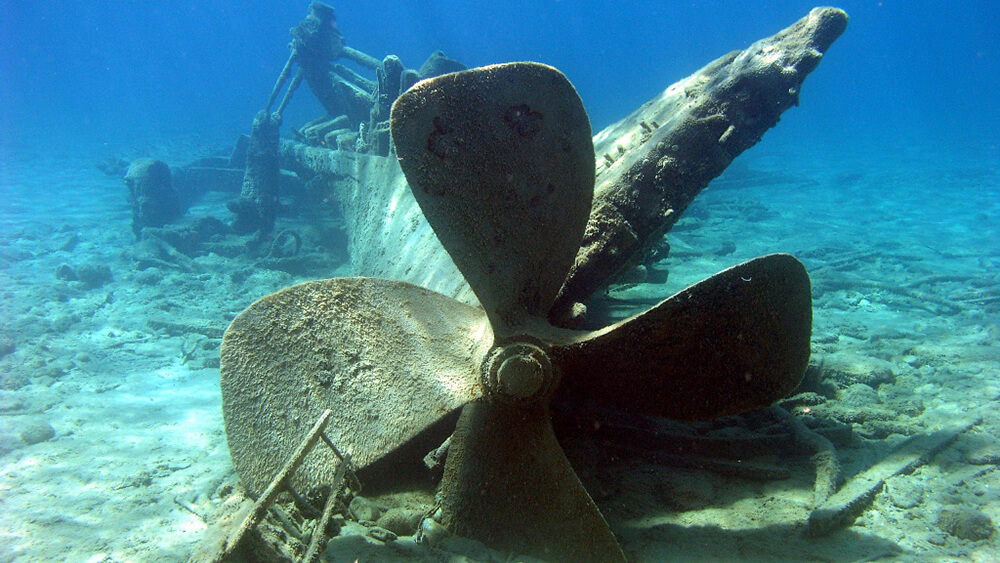 the propeller of a shipwreck