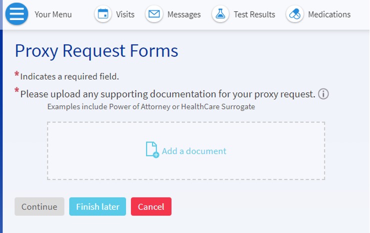 Proxy request form, fifth step