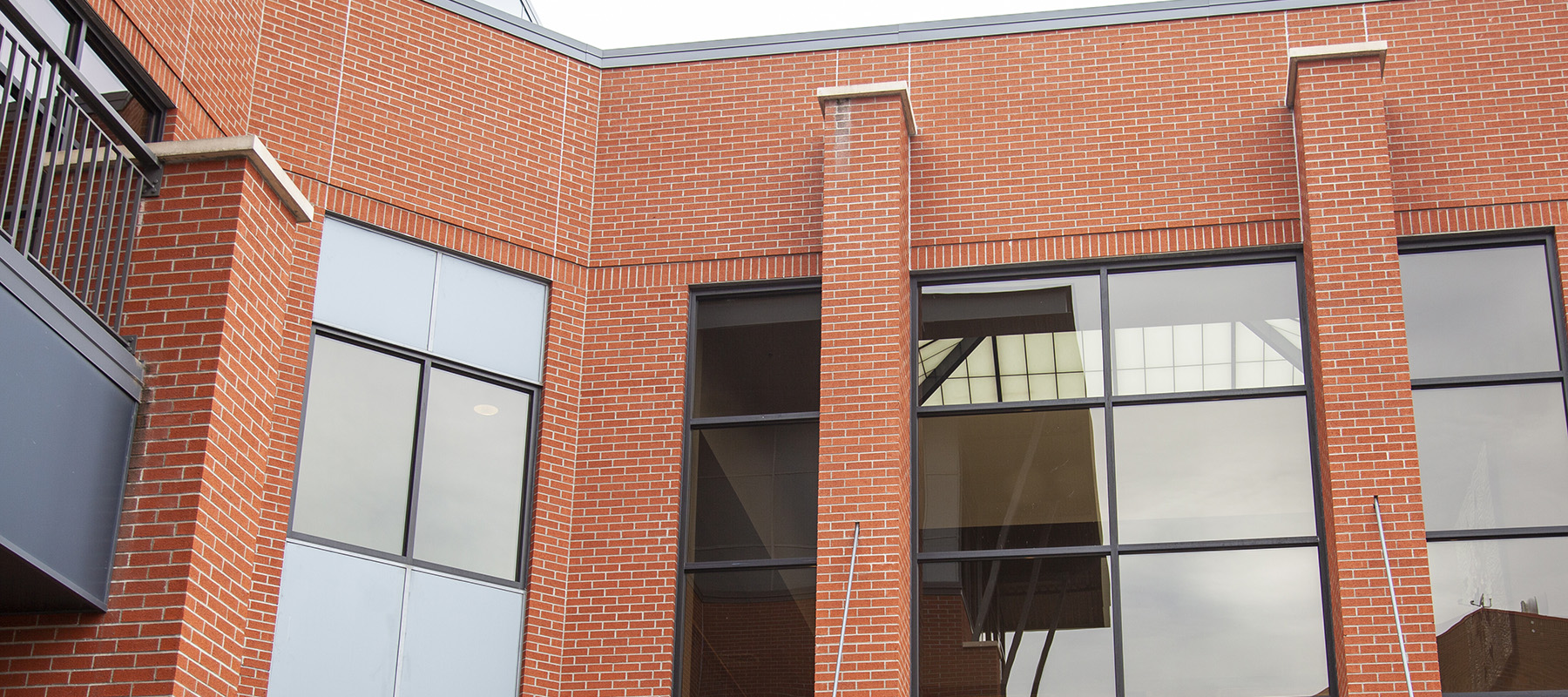 Brick and windows on the exterior of the Law School at UM