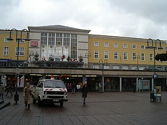 Train station with Christmas decoration