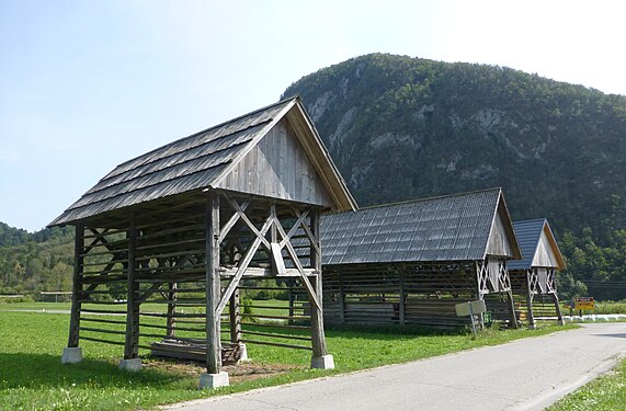 Hayracks near the Bohinj lake.