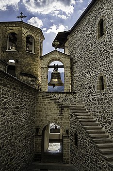 A bell tower in the Saint Jovan Bigorski Monastery, Debar region. Photograph: Aleksandar Saveski Licensing: CC-BY-SA-4.0