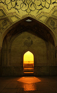 An inside view of w:en:Vakil_Bath designed by Karim Khan Zand in Shiraz. The bath is located in a region which includes Vakil Mosque and Bazaar. Photograph: FAEZE Licensing: CC-BY-SA-4.0