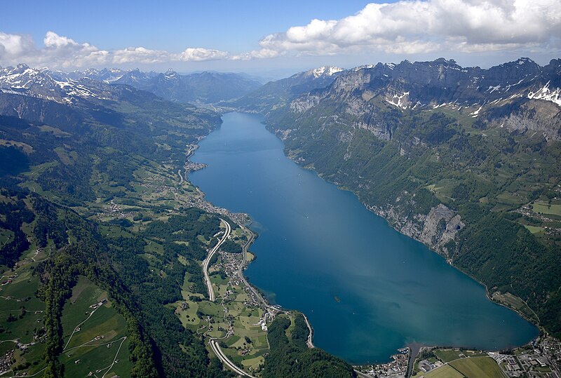 File:Aerial image of the Walensee.jpg