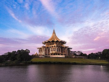 Sarawak Parliament Building. Sarawak Parliament Building is located at the north bank of the Sarawak River.