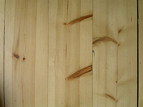 The two boards to the left are both of Pine tree wood (Pinus sylvestris), and the one to the right is of spruce wood (Picea abies).