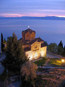 View of the Church of St. John at Kaneo and Lake Ohrid in Ohrid Photograph: Ivan Trpkov Licensing: CC-BY-SA-4.0