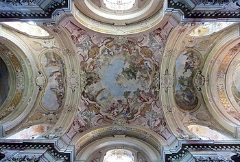 Ceiling frescoes at the Premonstratensian Abbey in Jasov Photograph: Marek Šeregi