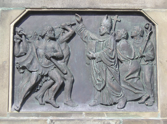 Relief of Saint Boniface by Werner Henschel (Pedestal: Saint Boniface being killed by the Frisians)