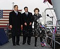 Nancy Reagan christens the USS Ronald Reagan in 2001