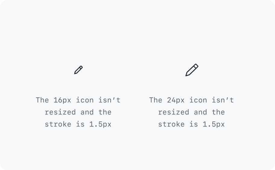 A pencil icon shown in their original 16px and 24px size.