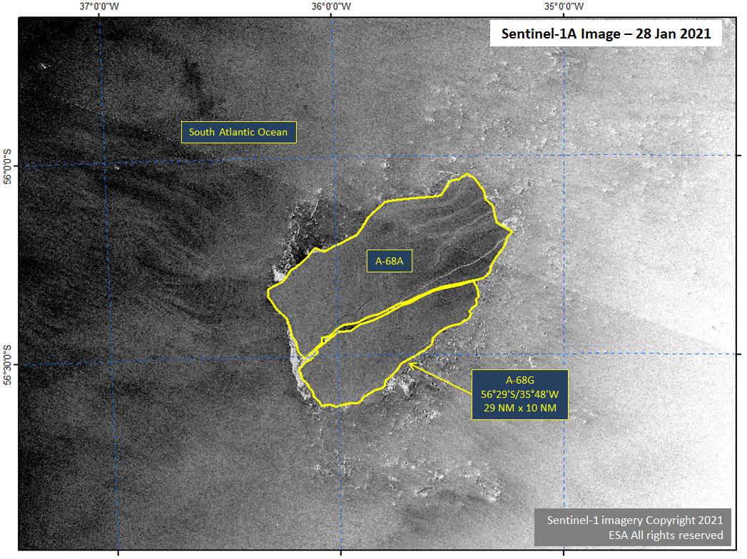 Satellite image of Iceberg A-68G