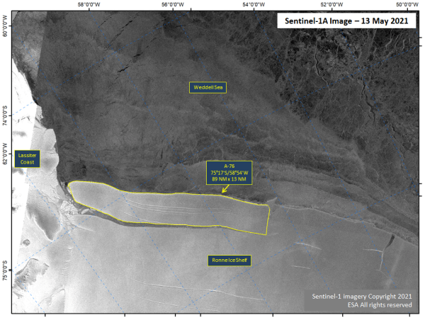 Satellite image of Iceberg A-76