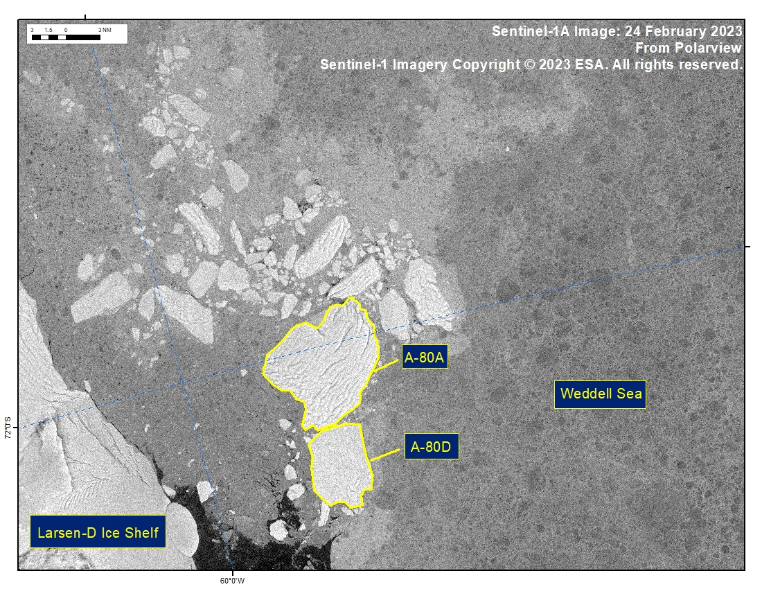 Satellite image of Iceberg A-80D