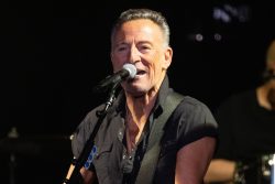 GLASTONBURY, ENGLAND - JUNE 25: Bruce Springsteen performs on The Pyramid Stage during day four of Glastonbury Festival at Worthy Farm, Pilton on June 25, 2022 in Glastonbury, England. (Photo by Harry Durrant/Getty Images)