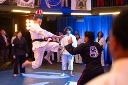 Cobra Kai. (L to R) Jacob Bertrand as Eli 'Hawk' Moskowitz, Xolo Maridueña as Miguel Diaz in Cobra Kai. Cr. Curtis Bonds Baker/Netflix © 2024