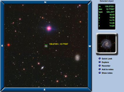 A star field centered on a galaxy