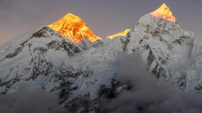 Nepal's mount everest at sunset.