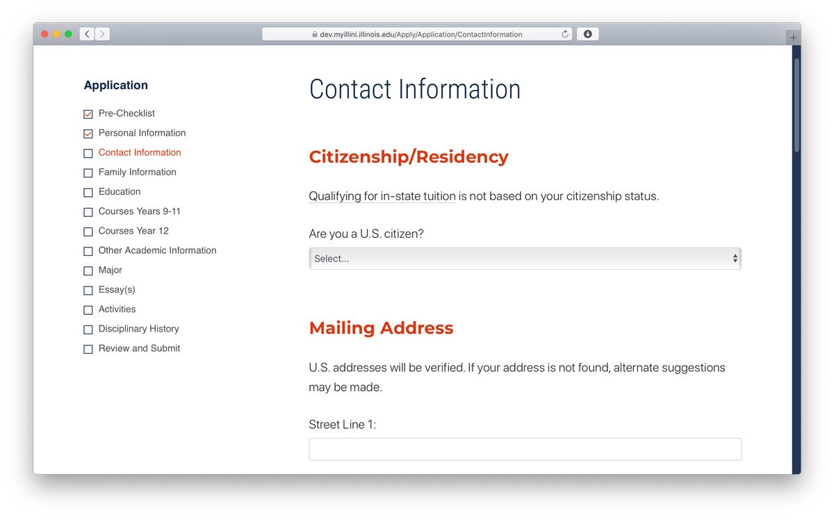 Contact information section screenshot