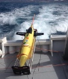 The first glider in position for deployment from the R/V La Sultana. Image credit: NOAA