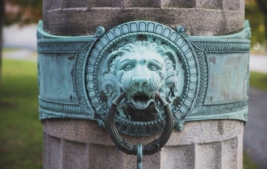 column with lion detail