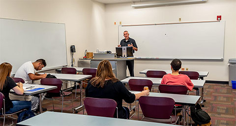 Classroom of students listen to lecture