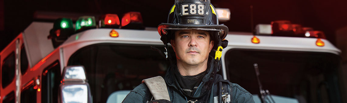 Firefighter looking at camera