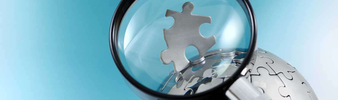 puzzle piece image under a magnifying glass