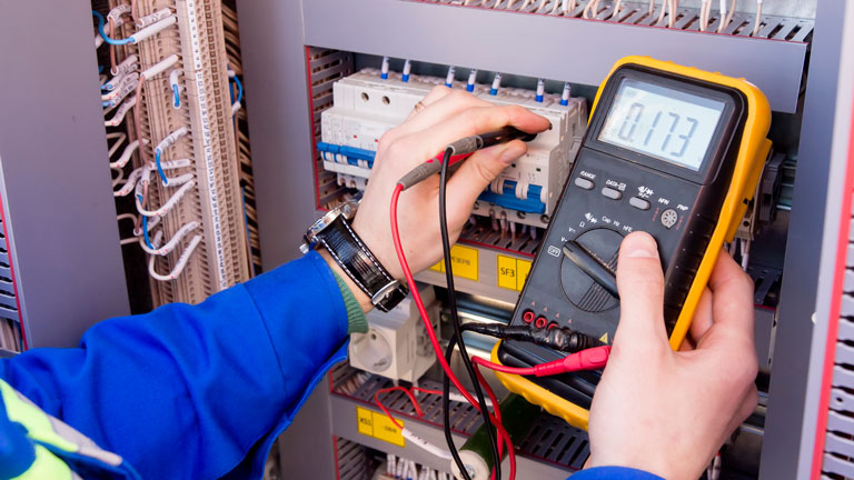 Person using an electrical reader