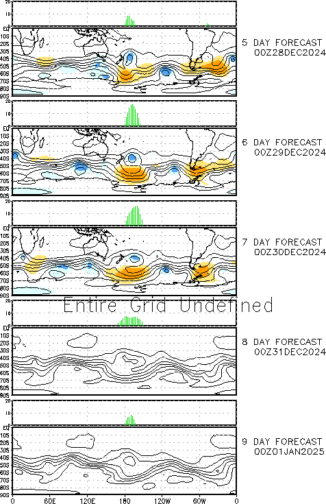 Day 5-9 GFS Forecast 500 hPa height field and anomalies for the current 00Z GFS forecast