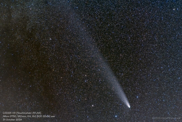 Medium telephoto lens used to image the comet. 31 October 2024.