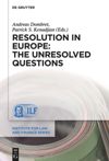 book: Resolution in Europe: The Unresolved Questions