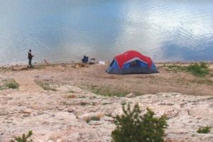 Tent in a barren landscape