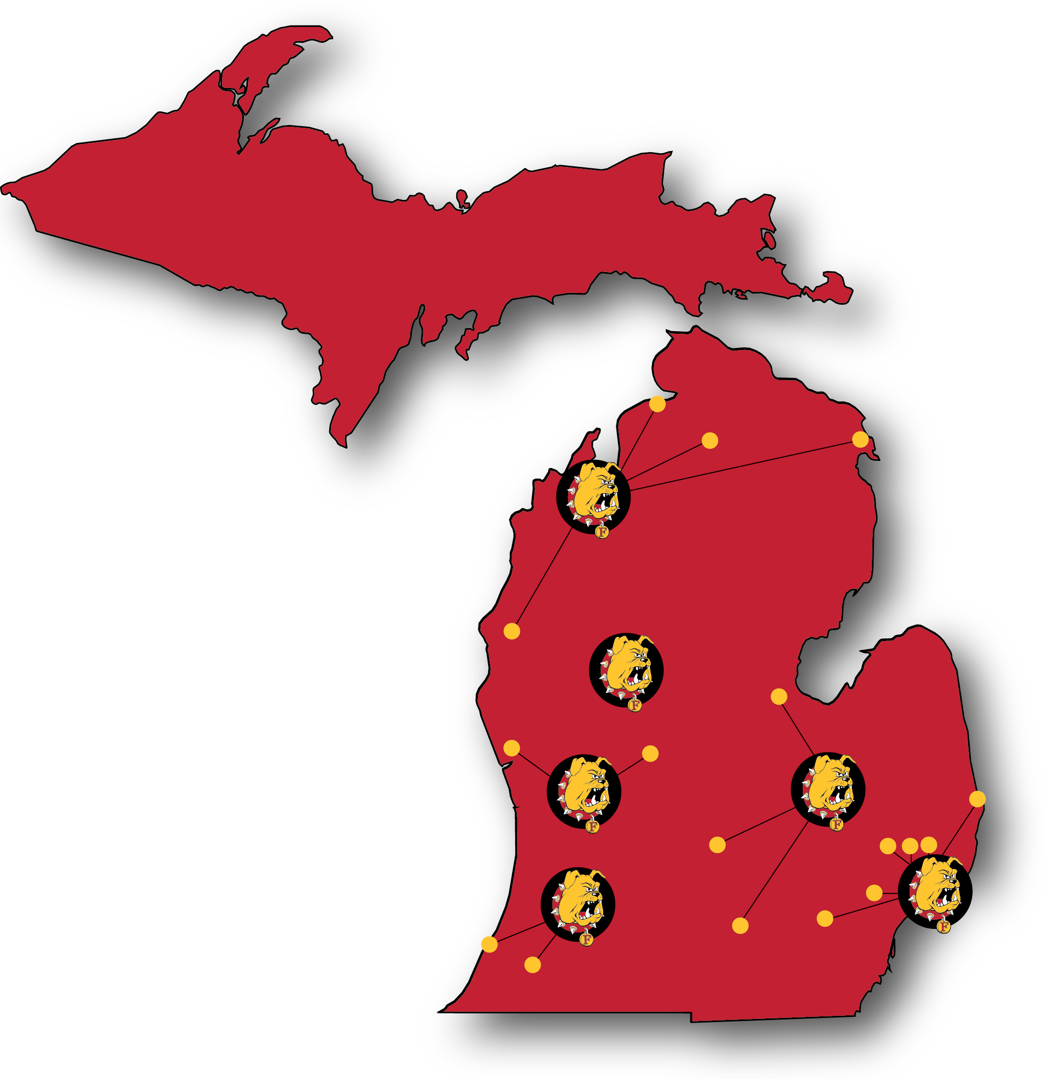 Hub map of Michigan