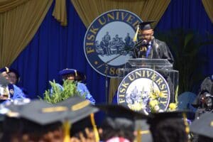 Graduation speaker talking to the audience