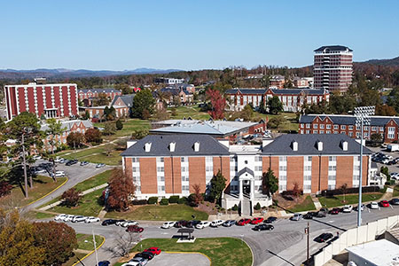 Aerial shot of campus