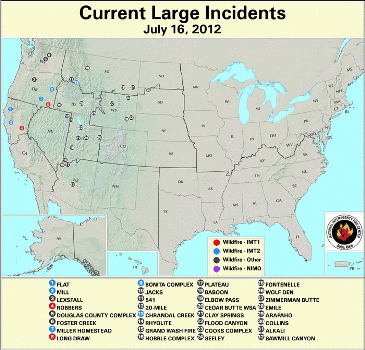 Large Wildfires July 15th