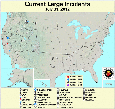 Large Wildfires July 30th