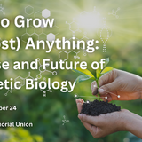 Hand holding dirt and small plant with information about lecture on October 24