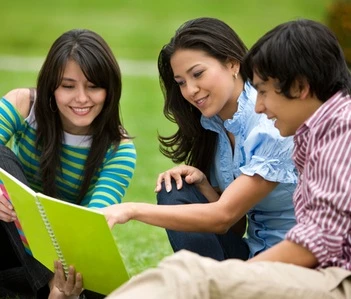 Students studying outside