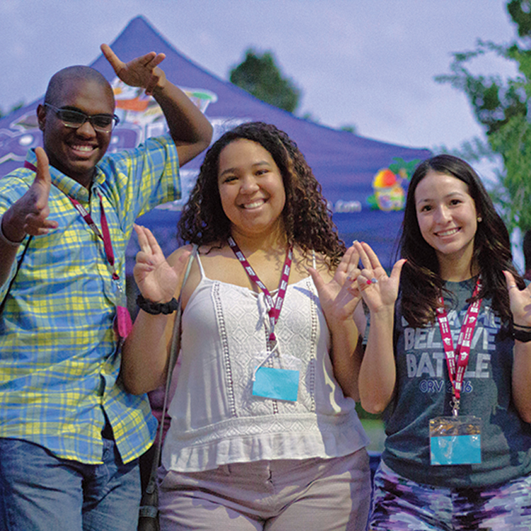 Students at a campus event.