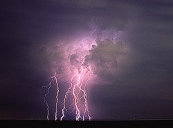 How far away from the storm center can lightning strike