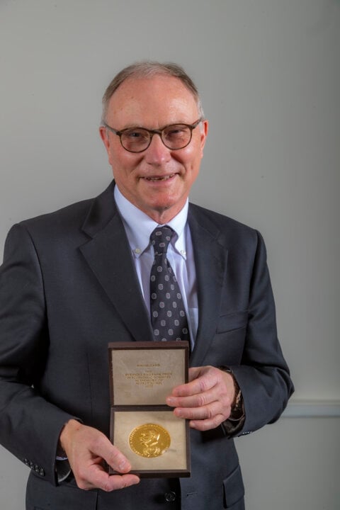 David Card with his prize in economic sciences