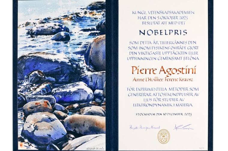 Pierre Agostini - Nobel Prize diploma