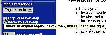 Legend below map button