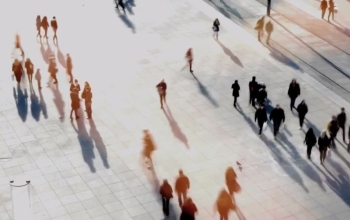 many people standing in a square