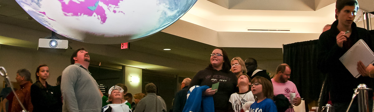 Weather Center  Visitors view Science on a Sphere exhibit